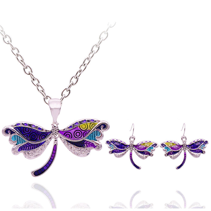 Dragonfly necklace earrings set