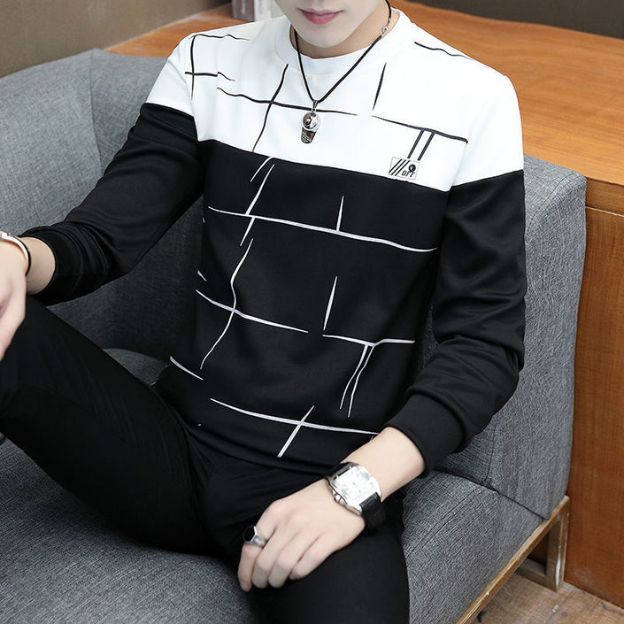 Men's round neck long sleeve T-shirt