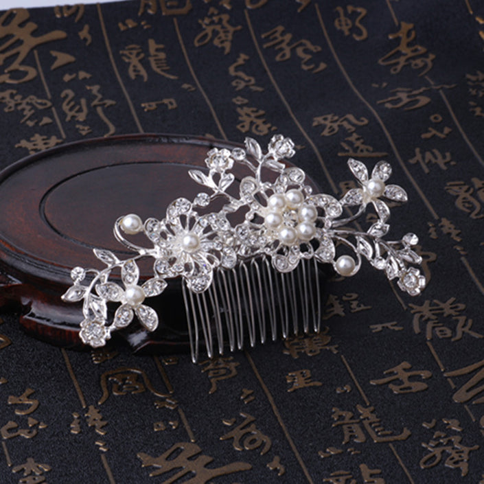 Europe and the Pearl Diamond comb hair comb hair bride bride wedding accessories manufacturers selling alloy