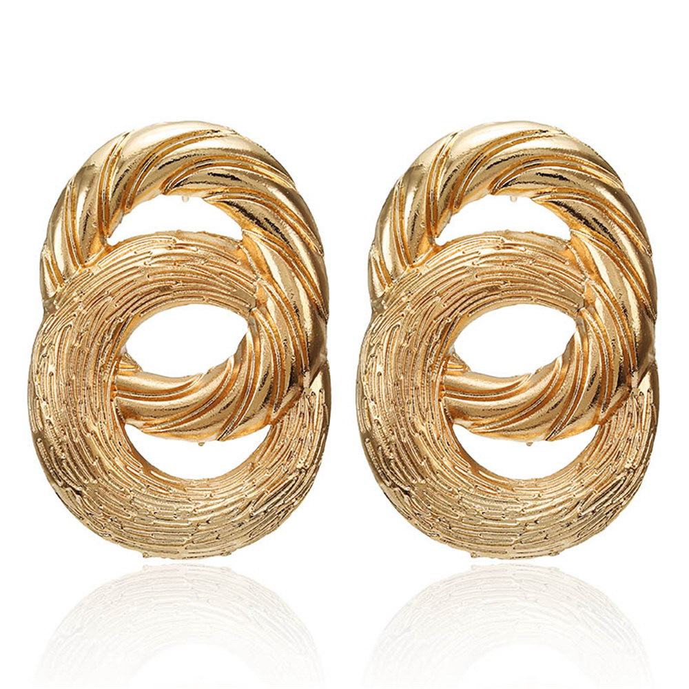 New Exaggerated Big Stud Earrings for Women Circle Round Alloy Earrings Wedding Party Gift