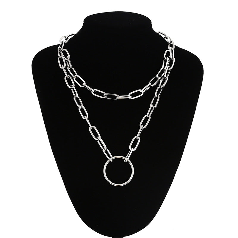 Sweater men and women chain multi-layer lock necklace