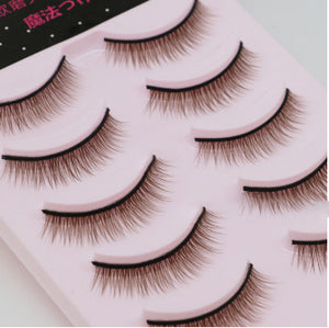 Factory wholesale Brown cross short nude makeup natural false eyelashes hard stem cotton thread stem can be OEM5 pair 024 Brown