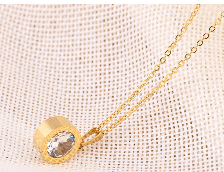 8 colors diamond titanium steel necklace
