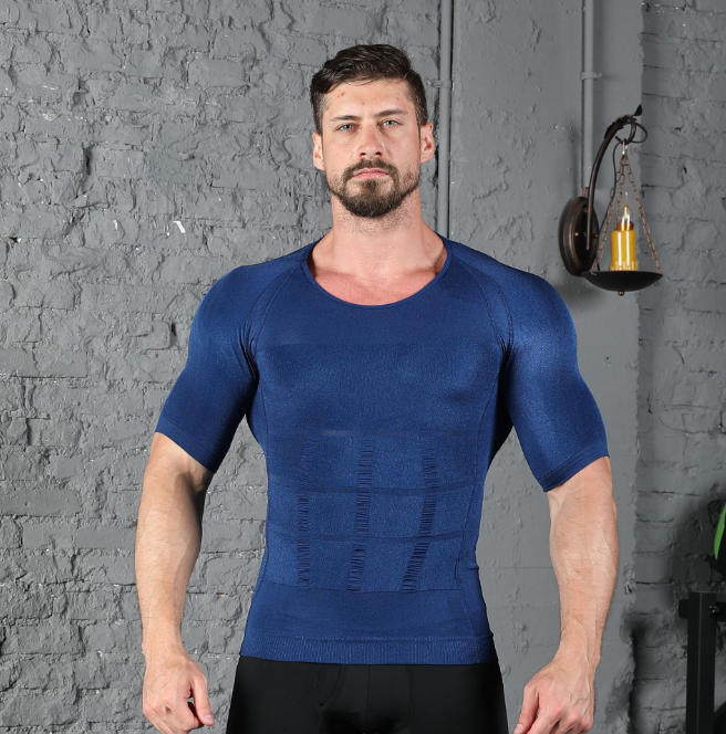 Male Chest Compression T-shirt Fitness Hero Belly Buster Slimming top