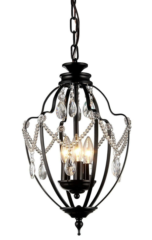 Kennedy 3-light Black-finish 11-inch Crystal Chandelier  Lighting