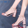 summer new word with sandals buckle buckle high heel flower foot ring strap quality shoes