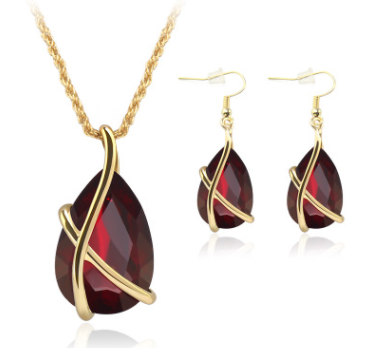 jewelry set pendant necklace earrings nostalgic crystal holiday party wedding supplies