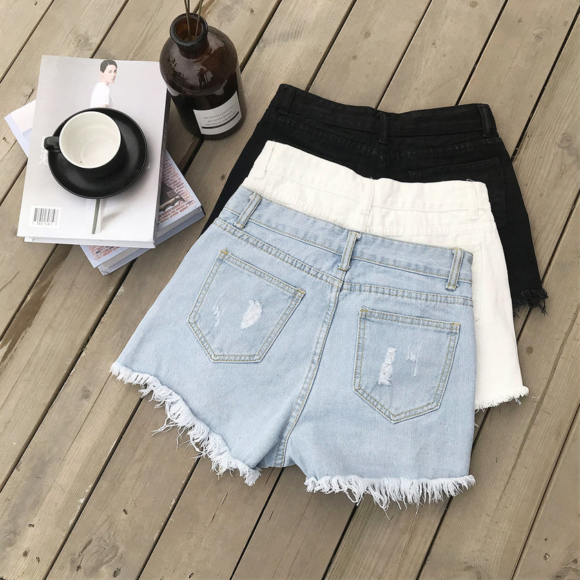 Alpscommerce Beaded denim shorts with high waist