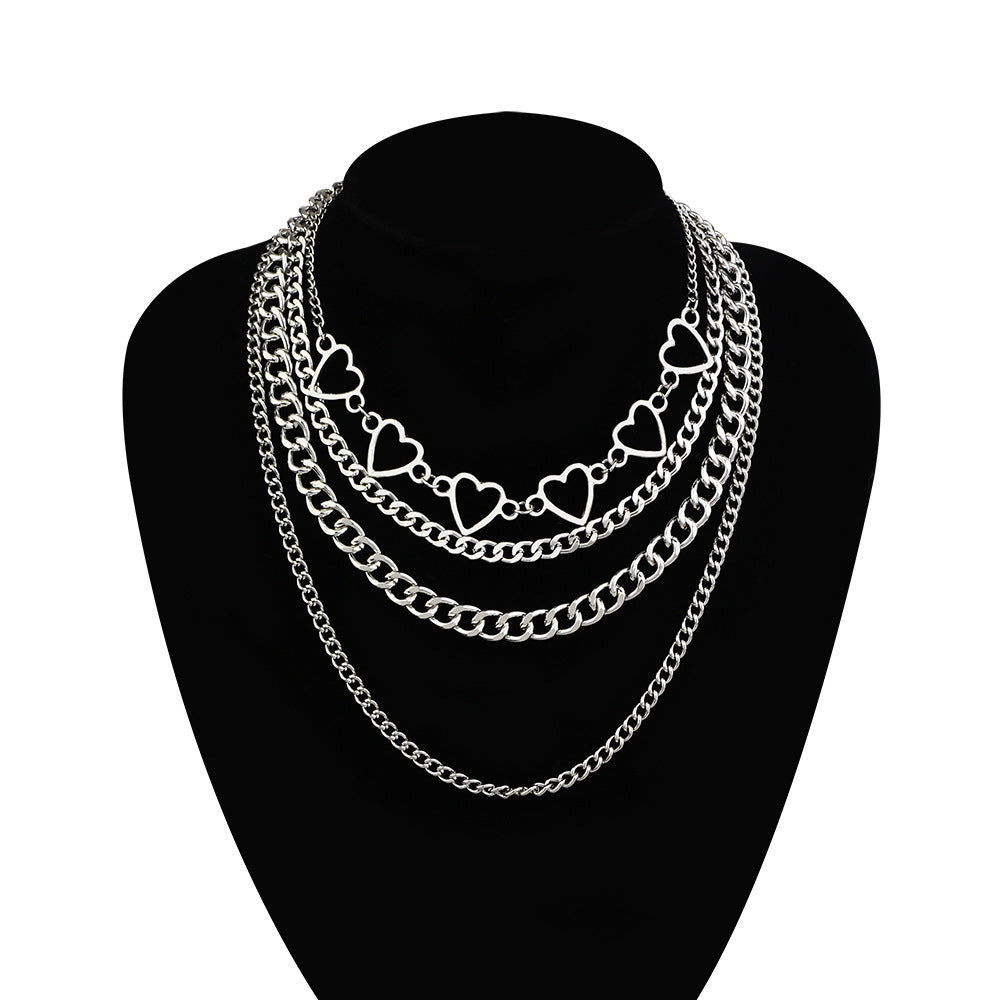 Sweater men and women chain multi-layer lock necklace
