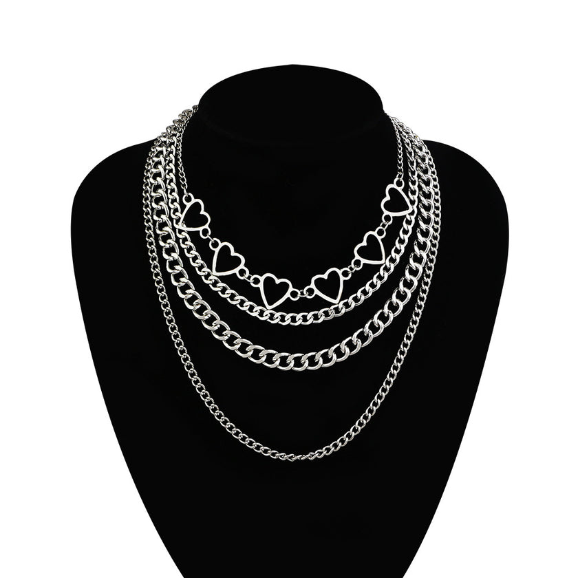 Sweater men and women chain multi-layer lock necklace