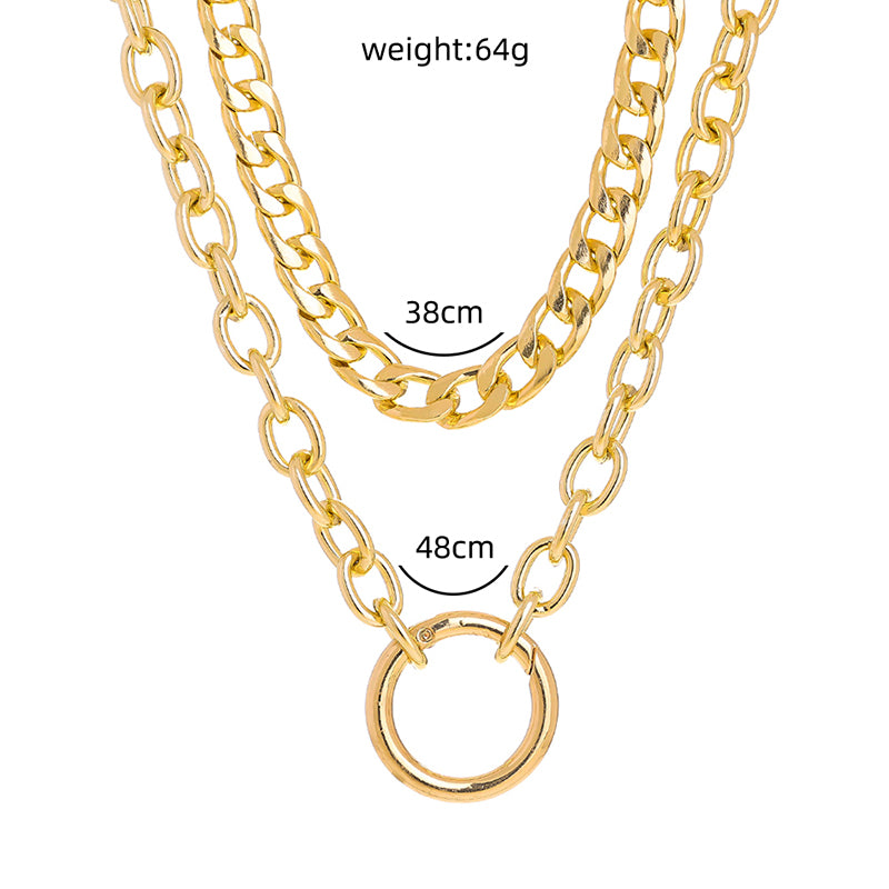 Exaggerated Round Aluminum Chain Multi-layer Necklace