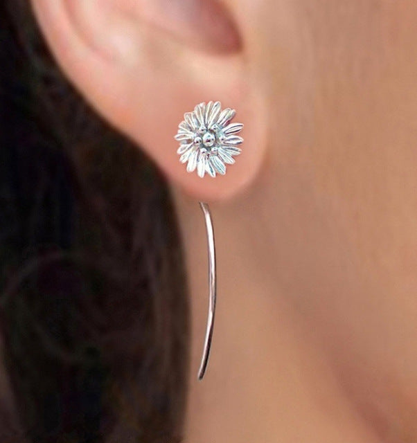 Silver Plated Sun Flower Earrings