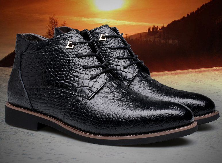 Misalwa  Quality Fashion  Men Leather Boots Waterproof Casual