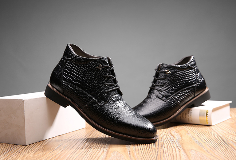 Misalwa  Quality Fashion  Men Leather Boots Waterproof Casual