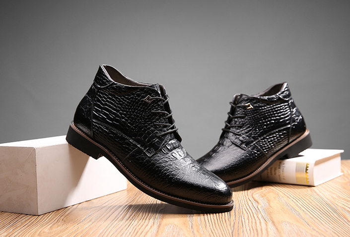 Misalwa  Quality Fashion  Men Leather Boots Waterproof Casual