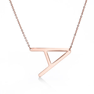 Fabulous Rose Gold Plated Stainless Steel Initial Letter Pendant Necklace
