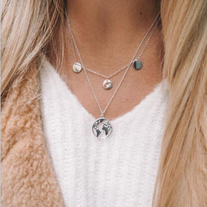 New women's wafer world map pendant necklace