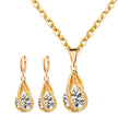 S163 Korean simple zircon jewelry set Silver Drop Necklace Earrings set new bride wedding