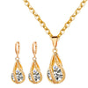S163 Korean simple zircon jewelry set Silver Drop Necklace Earrings set new bride wedding