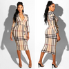 Multicolor Zipper Neck Party Bodycon Dress