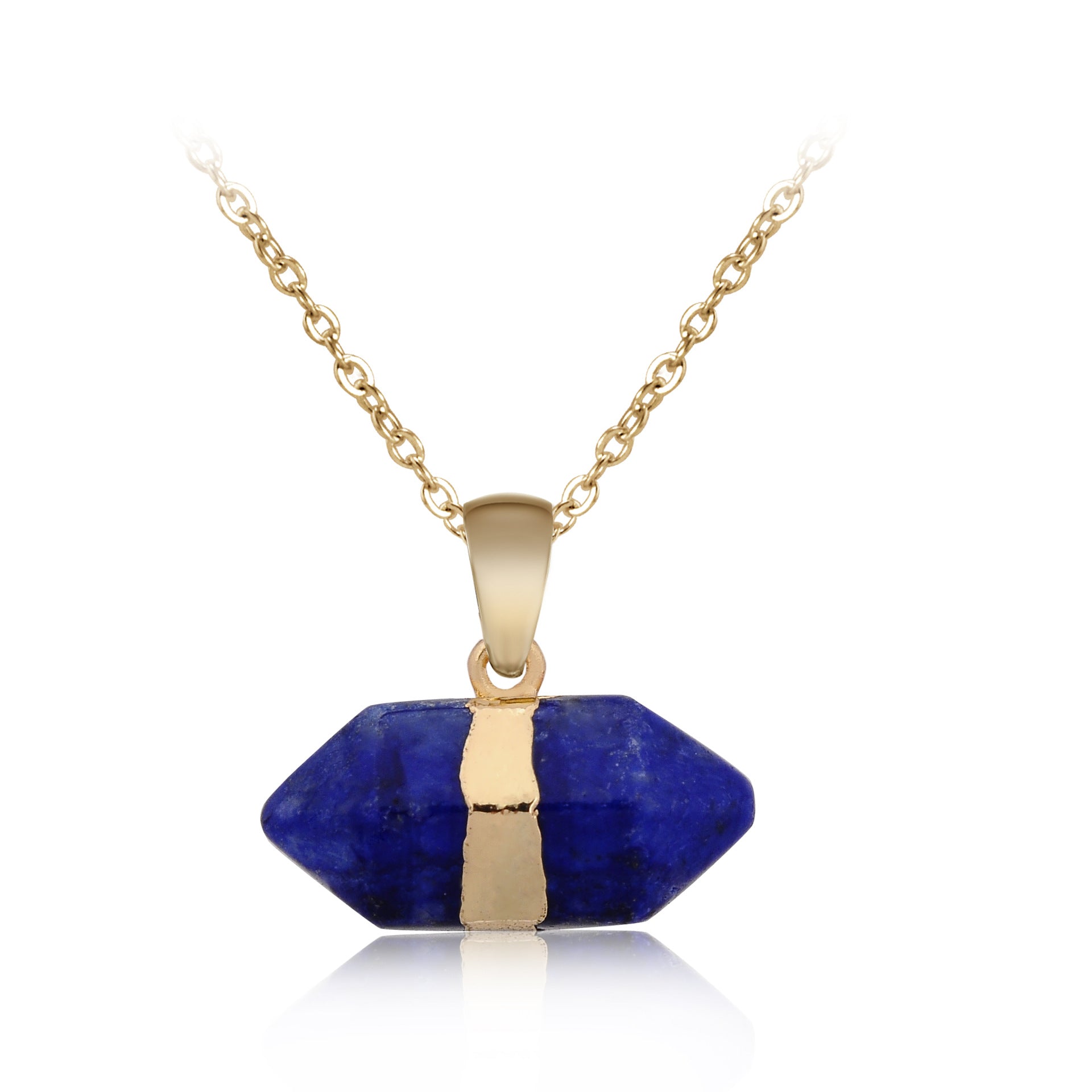Natural stone short hexagonal pendant
