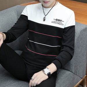 Men's round neck long sleeve T-shirt