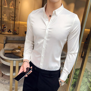 Men's British casual long sleeve shirt