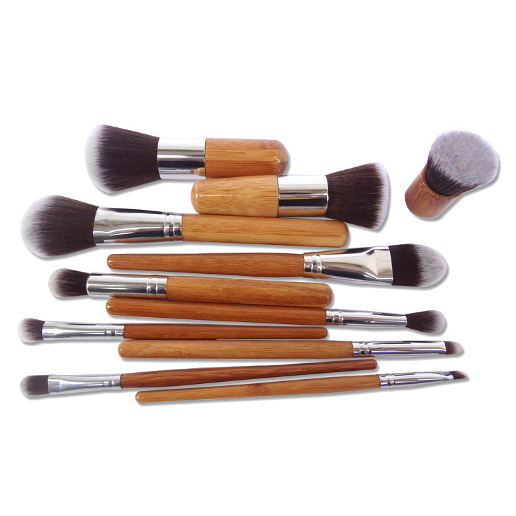 Bamboo Handle Makeup Brush Suit Bamboo Pole With Sack Top Quality