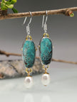 Turquoise Vintage Pearl Earrings