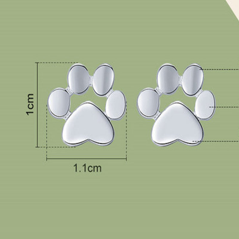 Cute Pet Imprint S925 Silver Earrings with White Gold Earrings