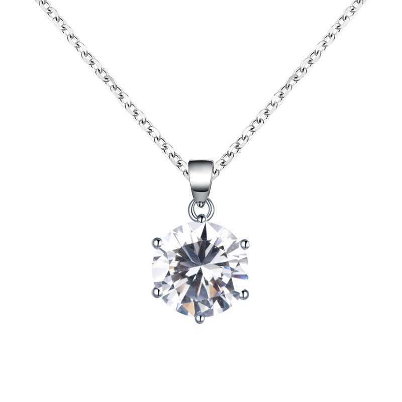 Six-Claw Zircon Sterling Silver Necklace