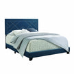 64' X 86' X 50' Dark Teal Fabric Upholstered Bed Wood Leg Queen Bed