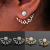 Lotus-shaped diamond-studded pierced earrings