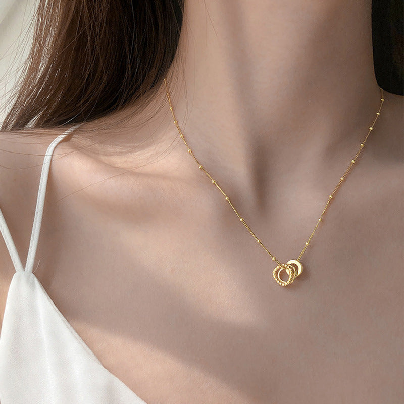 Gold Three-ring Necklace For Your Girlfriend's