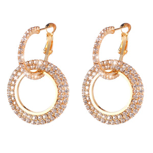 Popular Diamond Insert Crystal Ring Earrings and Earrings