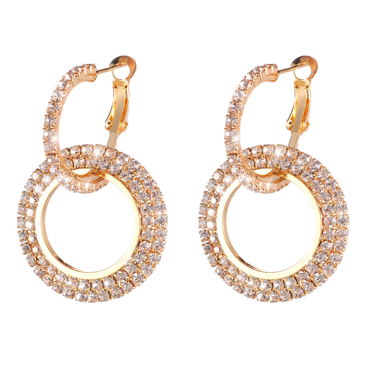 Popular Diamond Insert Crystal Ring Earrings and Earrings