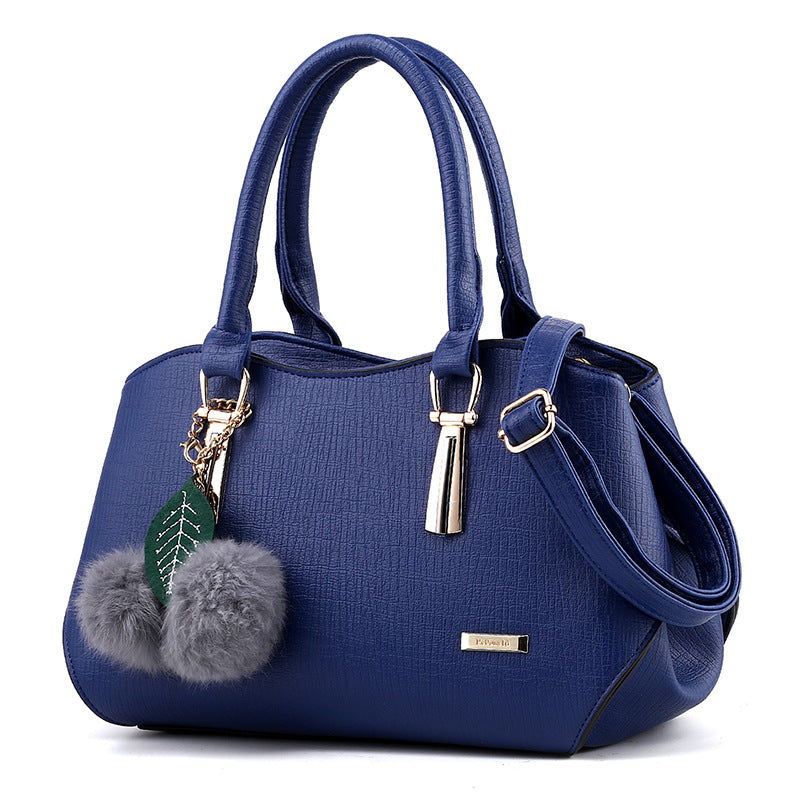 Alpscommerce new fashion handbags handbags leather bag and hang the hair ball single shoulder bag