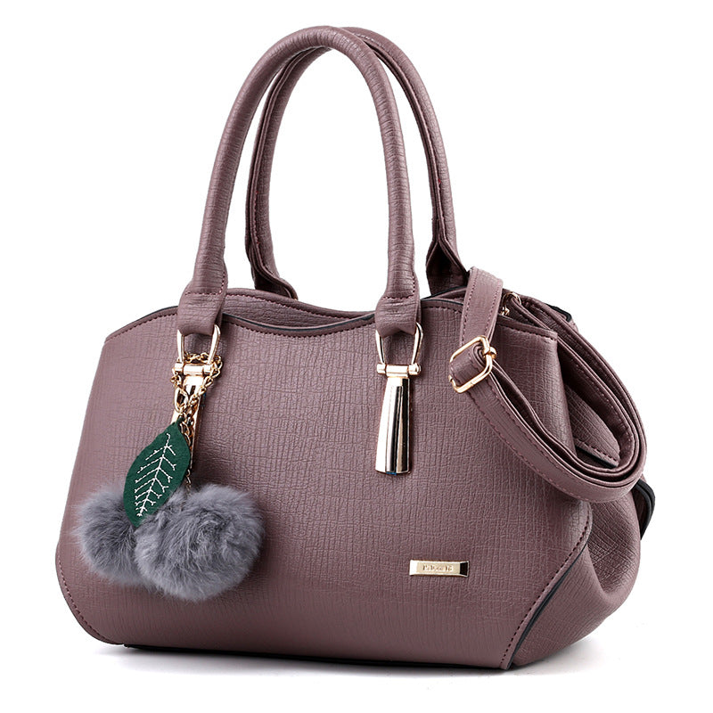 Alpscommerce new fashion handbags handbags leather bag and hang the hair ball single shoulder bag