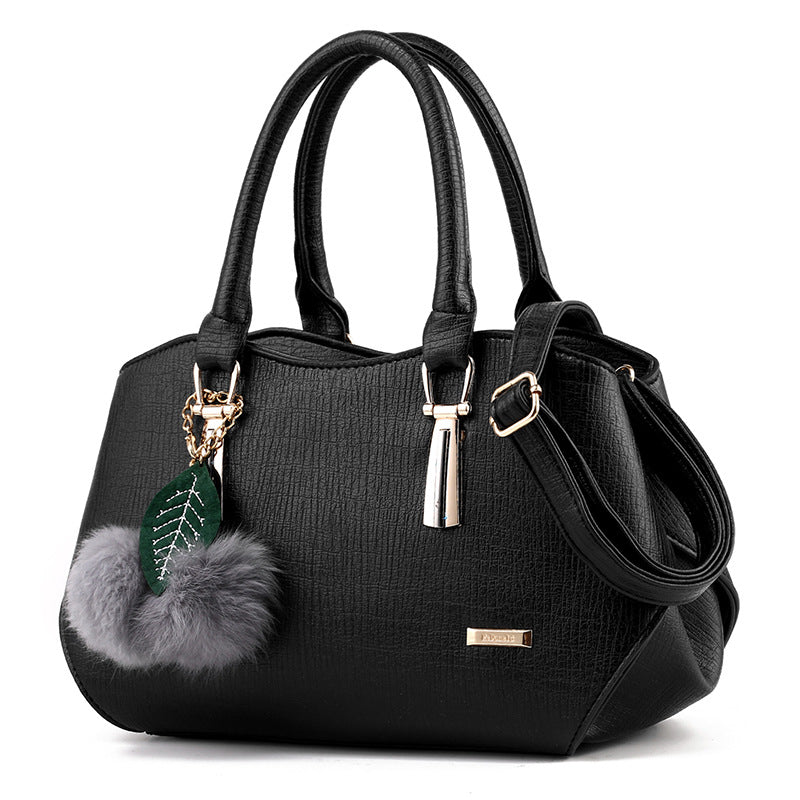 Alpscommerce new fashion handbags handbags leather bag and hang the hair ball single shoulder bag