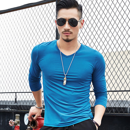 V Collar Mens Long Sleeve shirt