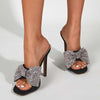Stiletto Sandals And Slippers With Rhinestone Bow