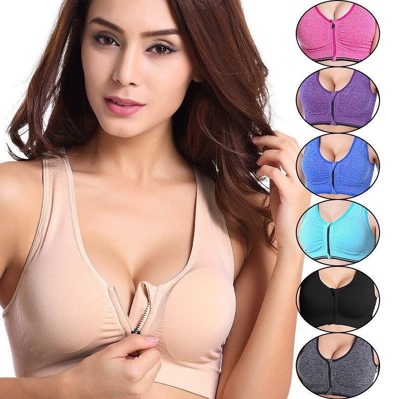 Women Front Zipper Sports Bra Fitness Wear