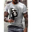 Summer 3D Personality Skull Full-body Printing T-shirt Foreign Trade Men's Trend Short-sleeved