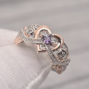 Love heart shaped two-tone ring