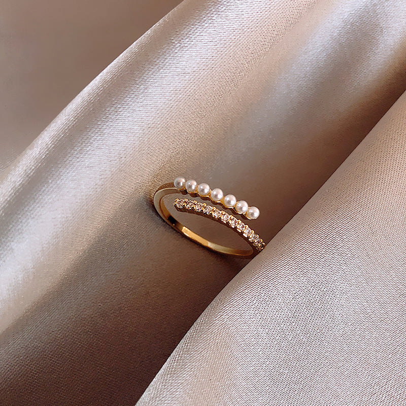 Pearl ring fashion color retention index finger ring