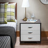 Black and White Metal 3 Drawer Nightstand