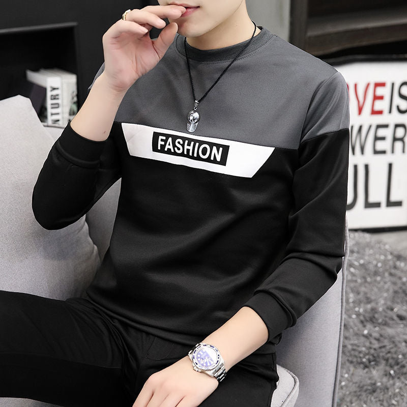 Men's round neck long sleeve T-shirt