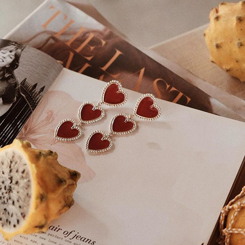 Alloy oil drop love earrings