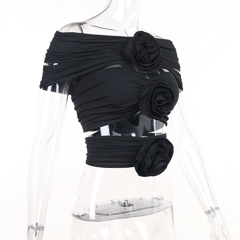 Flowers Hollow Off-shoulder Top For Women
