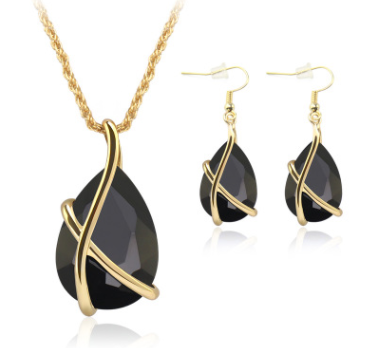 jewelry set pendant necklace earrings nostalgic crystal holiday party wedding supplies